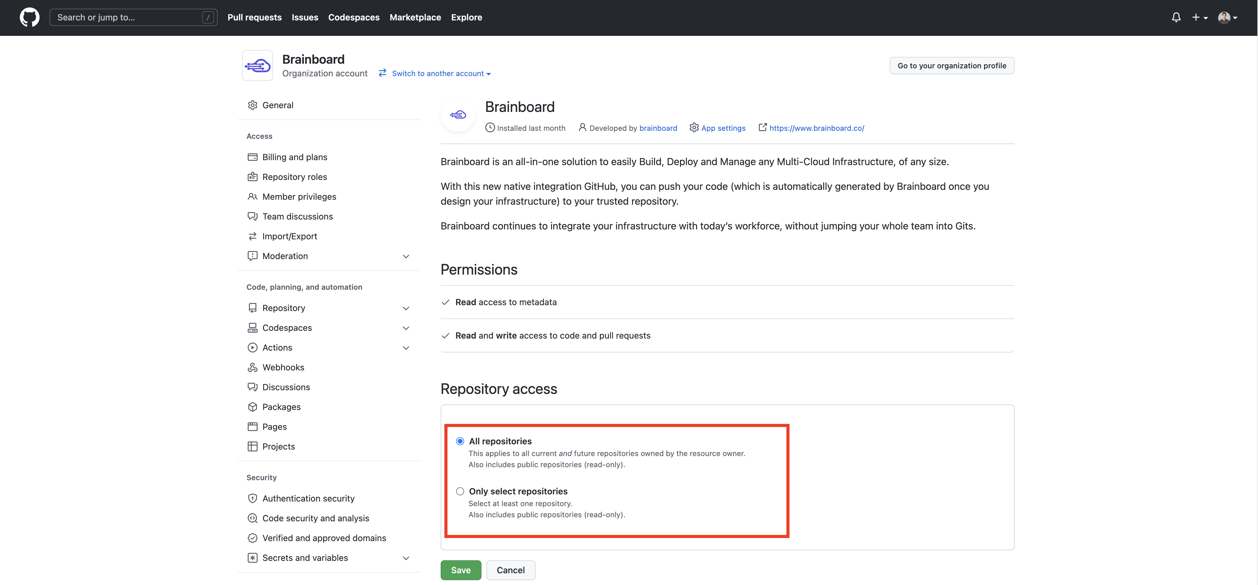 Github project access